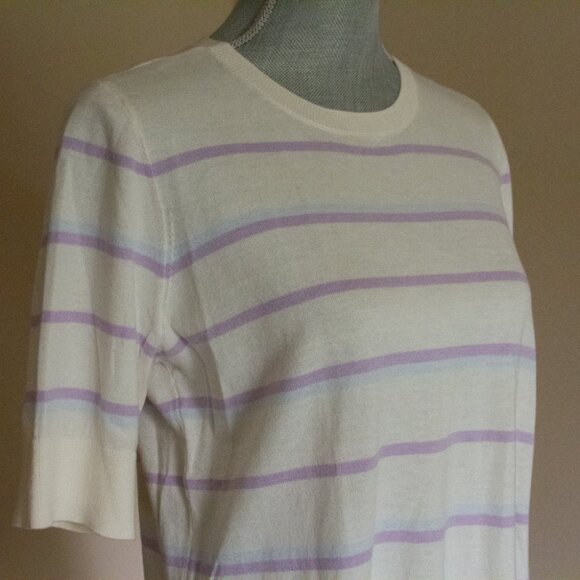 NWT LOFT Striped Peplum Sweater - 100% Cotton - Size Medium - Picture 8 of 9